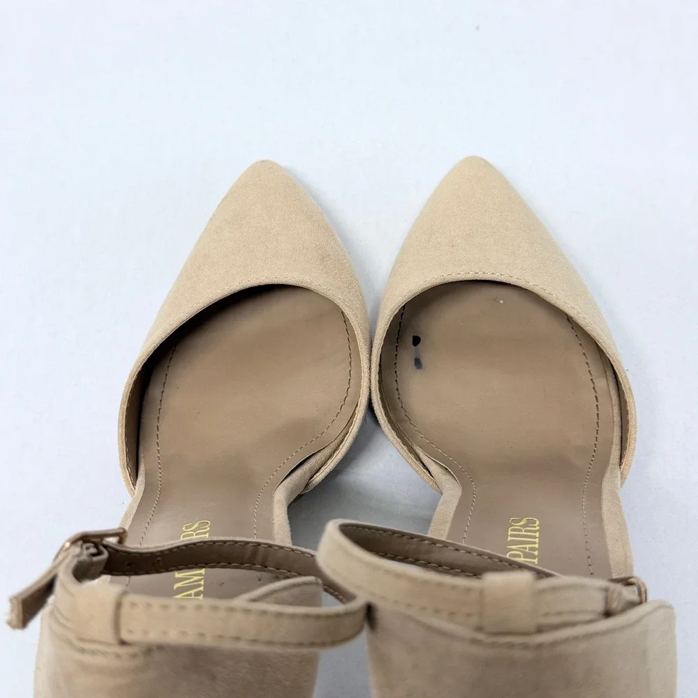 Dream Pairs Womens Nude Faux Suede Ankle Strap DOrsay Pointed Toe Stiletto Heels